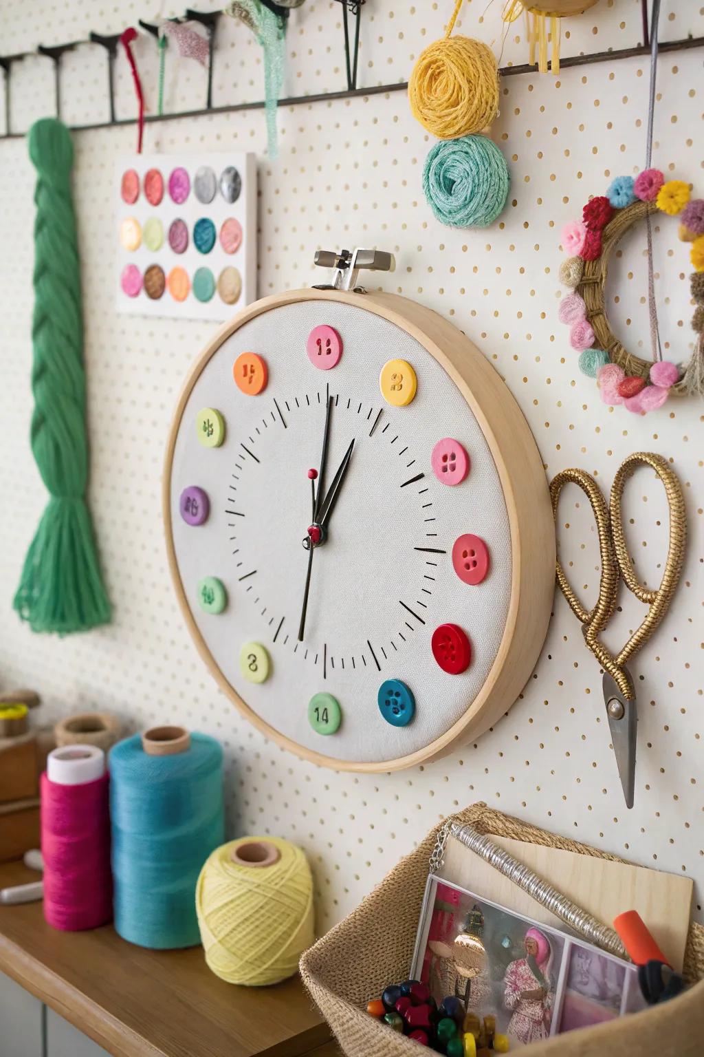 Craft a unique timepiece with an embroidery hoop clock.