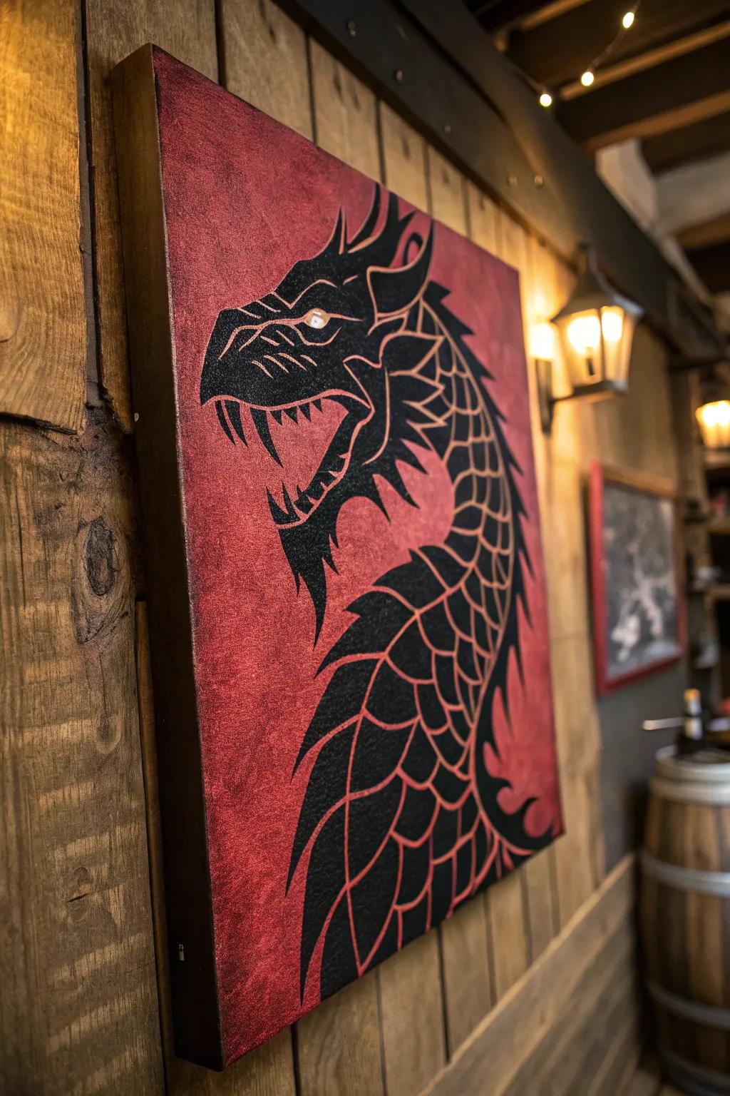 Unleash the dragon: Elevate your gaming space with epic D&D-inspired wall art.