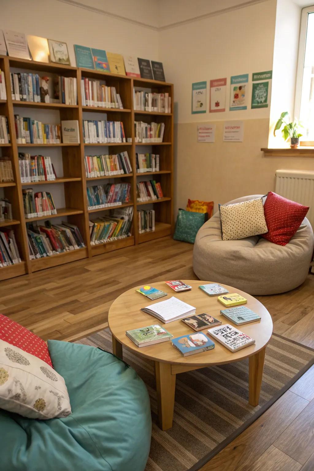 Cultivate a love for reading with a library-themed play corner.