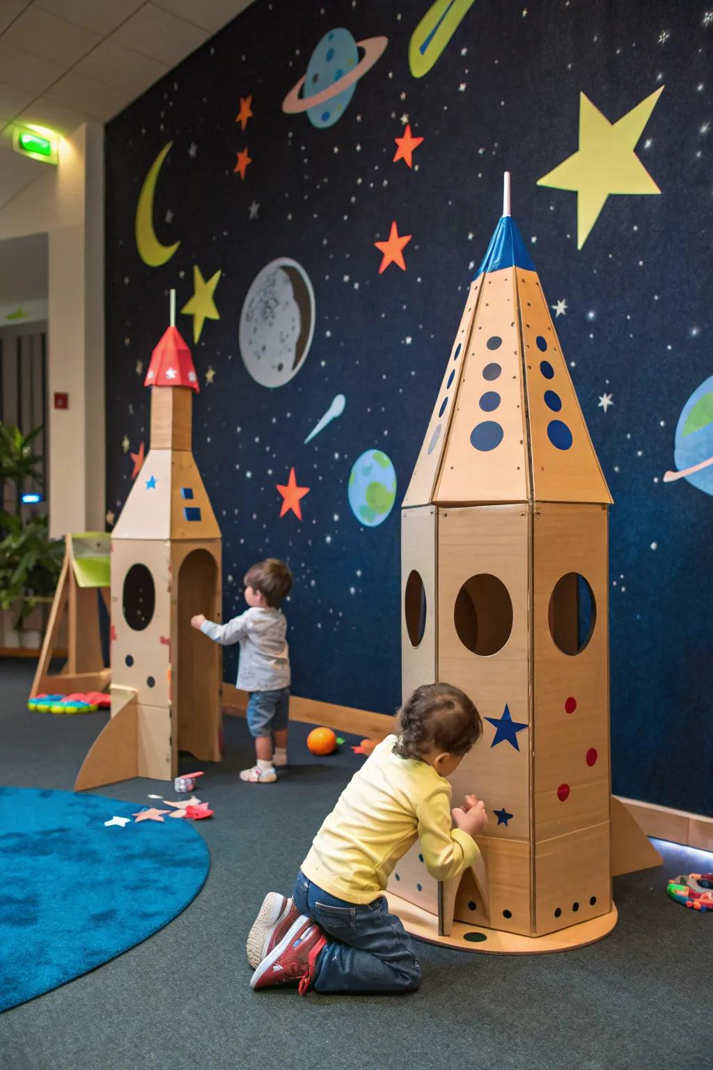 Explore the galaxy with a space-themed play setup.