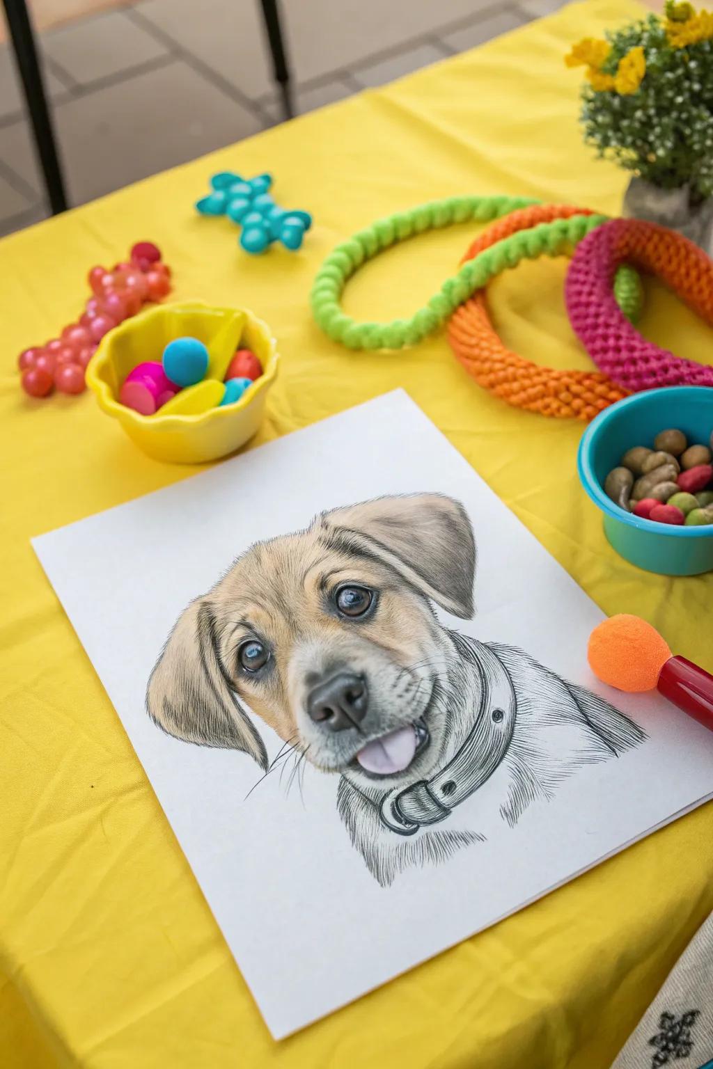 A playful puppy sketch full of charm.