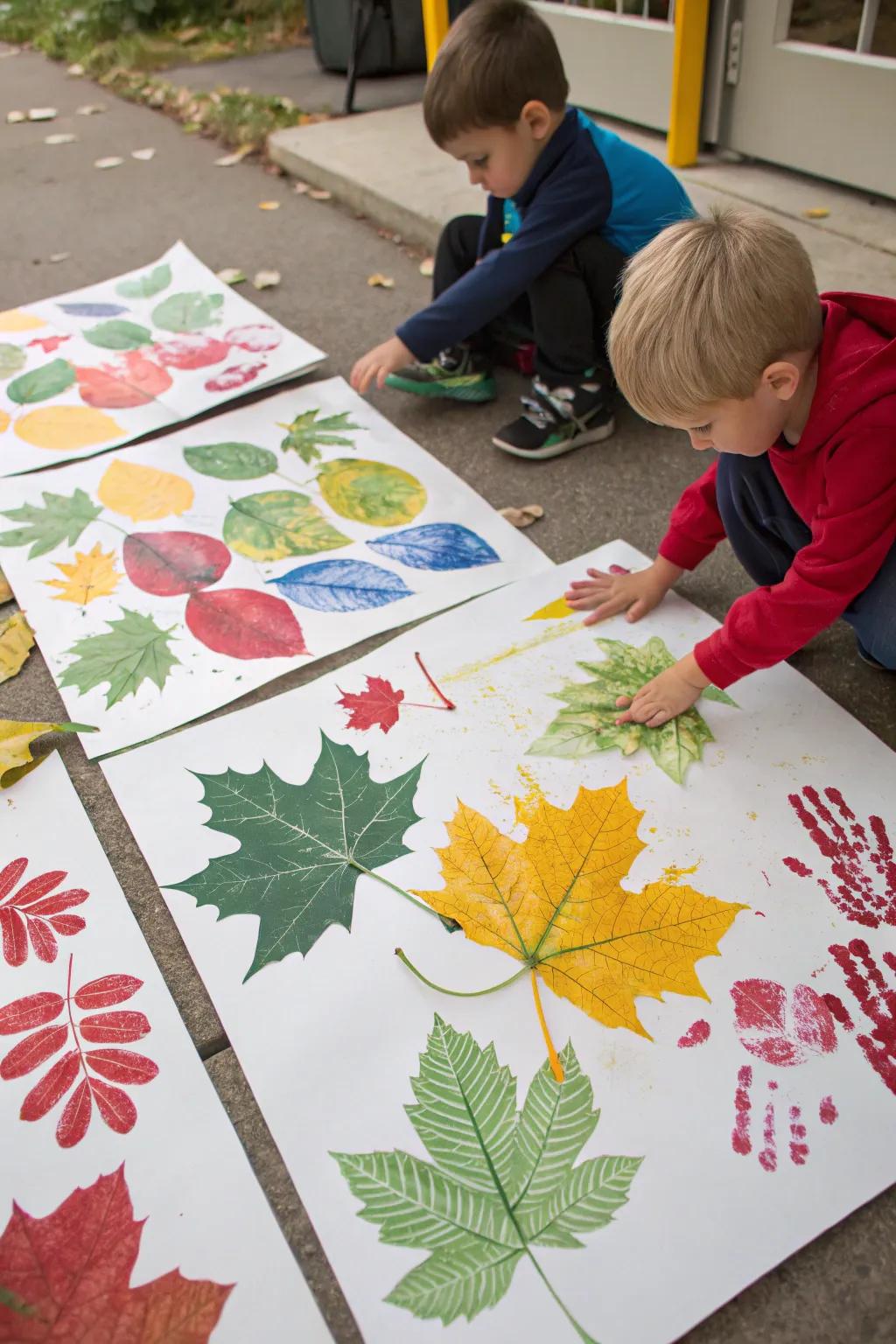 Capture the beauty of nature with leaf prints.