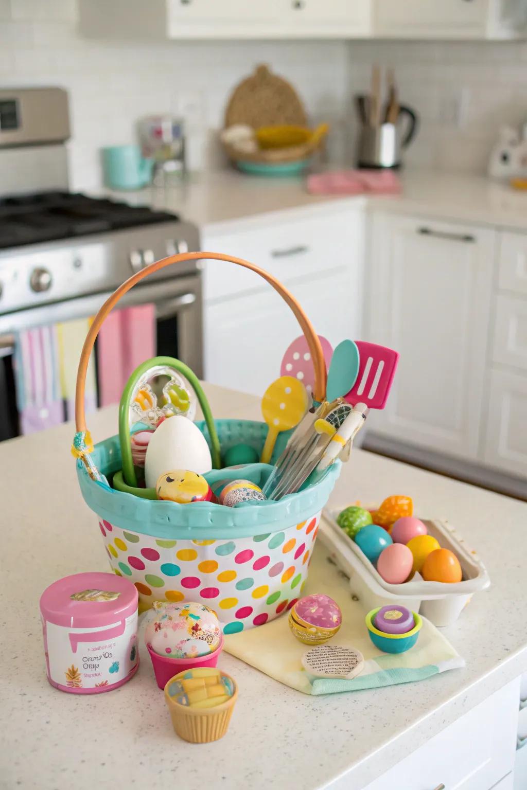 Inspire culinary creativity with a mini chef-themed Easter basket.