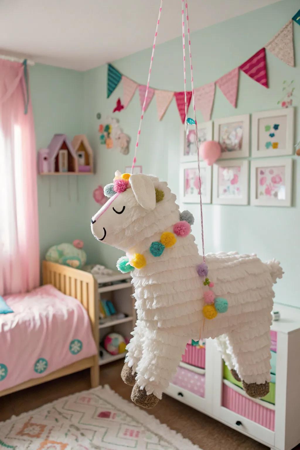 An adorable lamb pinata that adds a touch of cuteness to Easter.