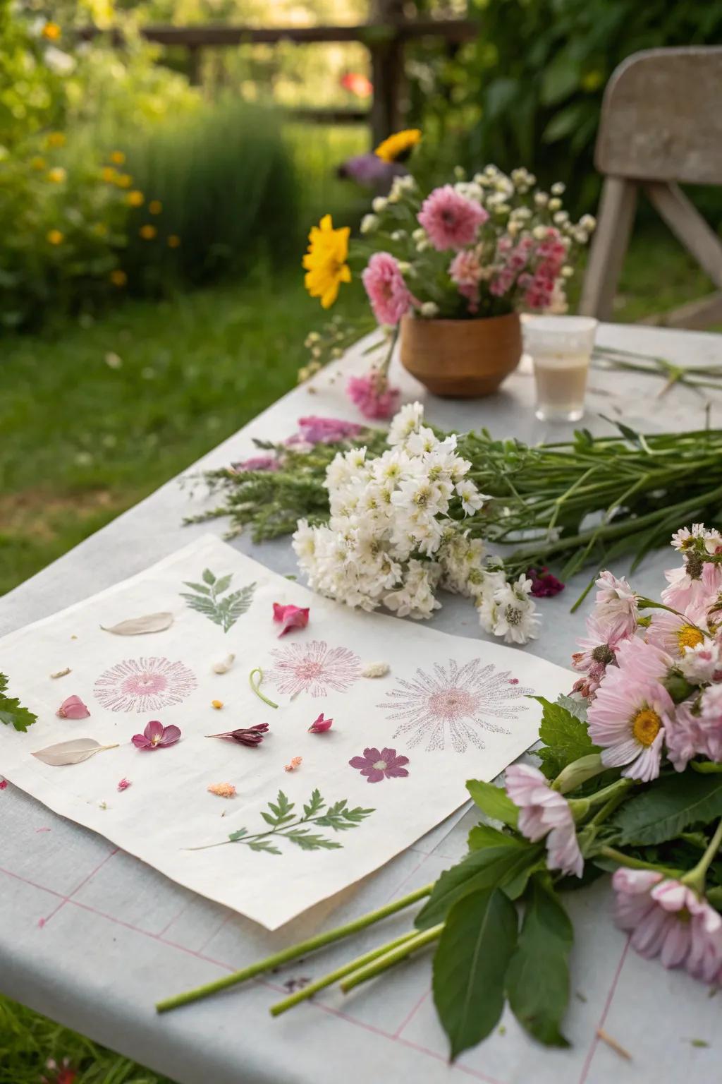 Capture nature's beauty with petal stamping using real flowers.