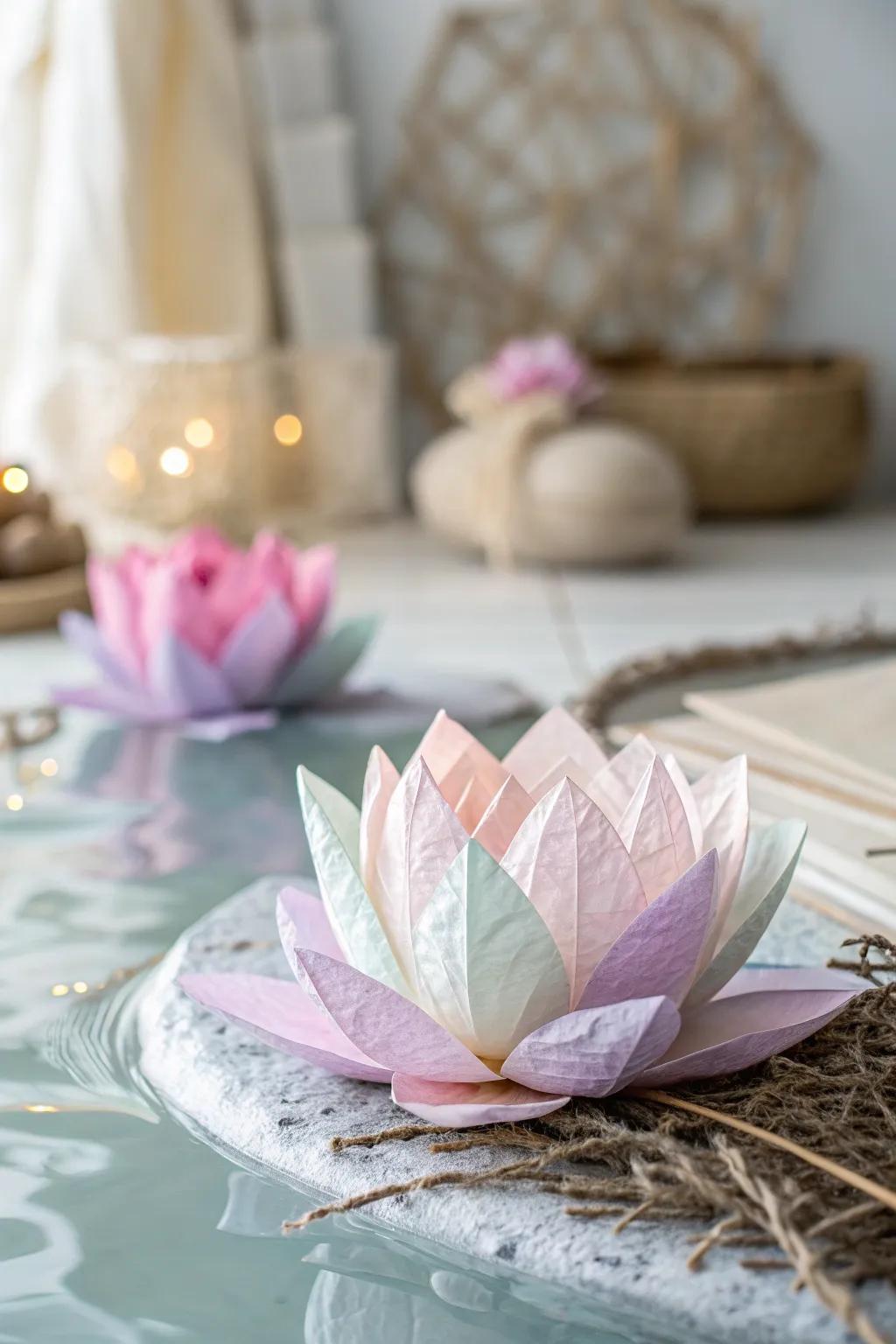 Bring a touch of elegance to your little one's pond scene with these charming tissue paper water lilies. 🌸✨