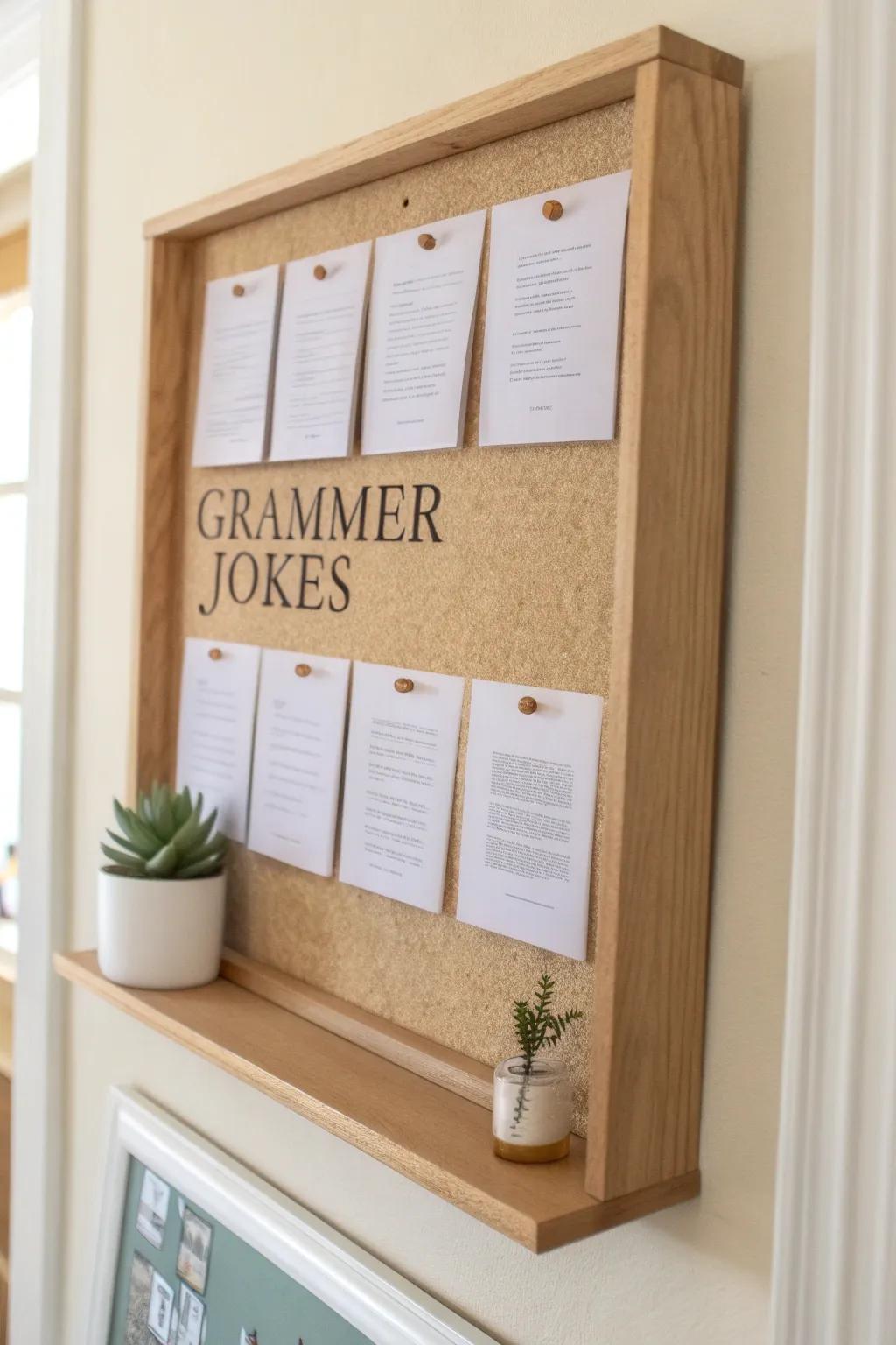 Add a touch of humor to your grammar lessons with this beautifully minimalist bulletin board.