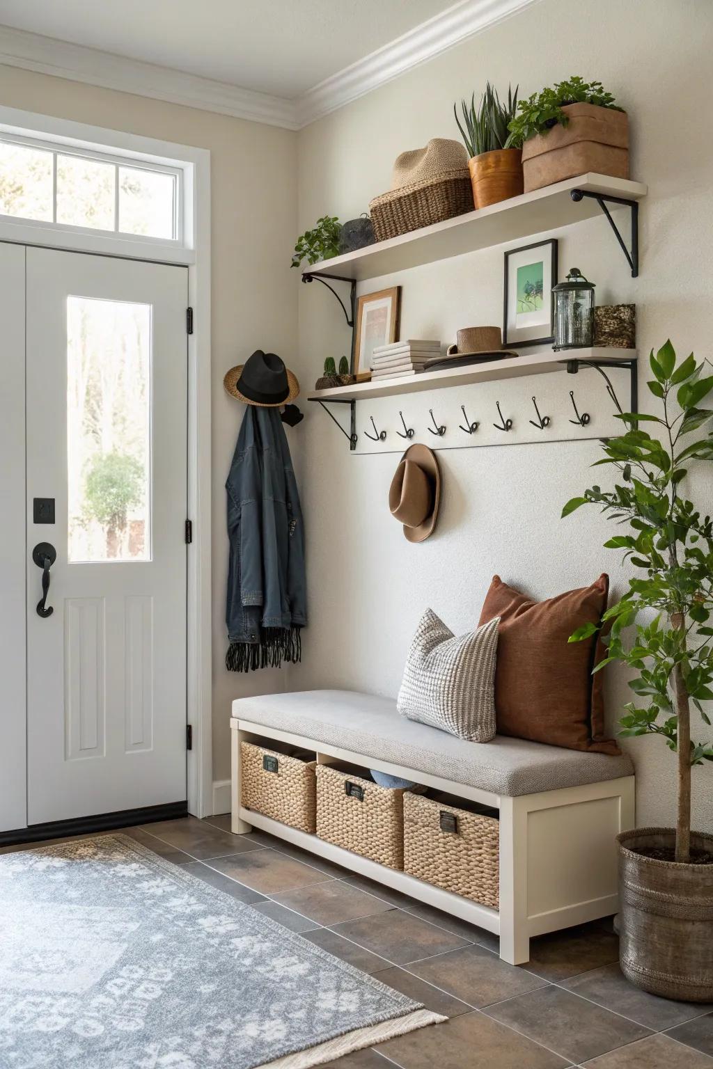 Smart storage solutions keep entryways organized and clutter-free.