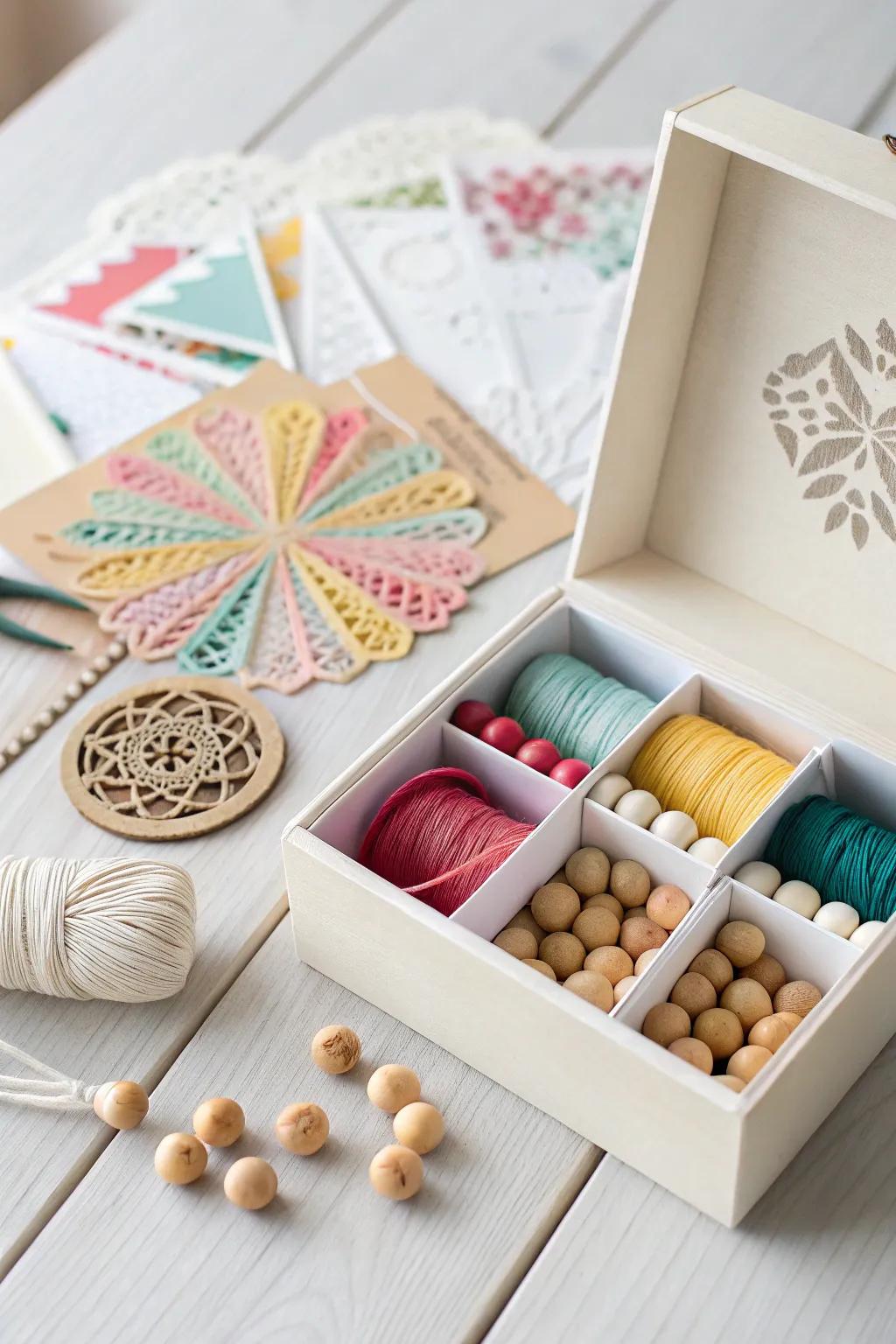 Unleash creativity with a DIY craft kit explosion box, perfect for the minimalist at heart.