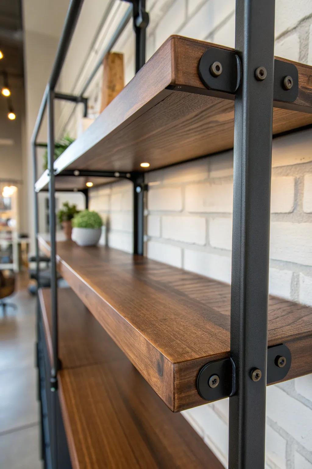 Elevate your space with the timeless elegance of handcrafted floating metal shelves.