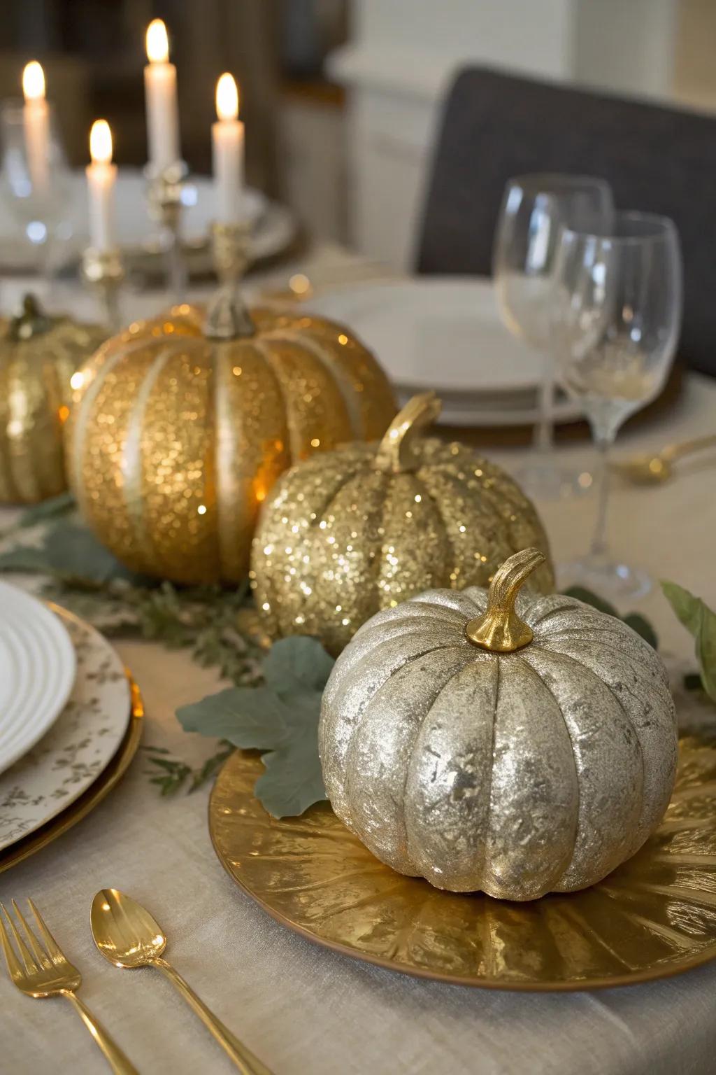 Gilded pumpkins bring a luxurious shine to your autumn decor.