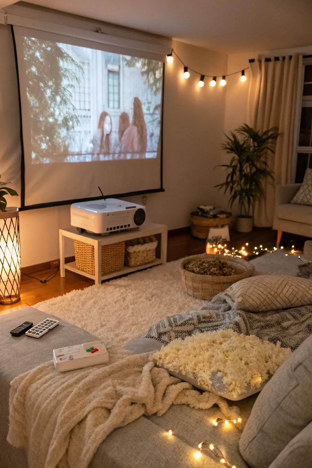 Create magical movie nights at home with a cozy movie night set.