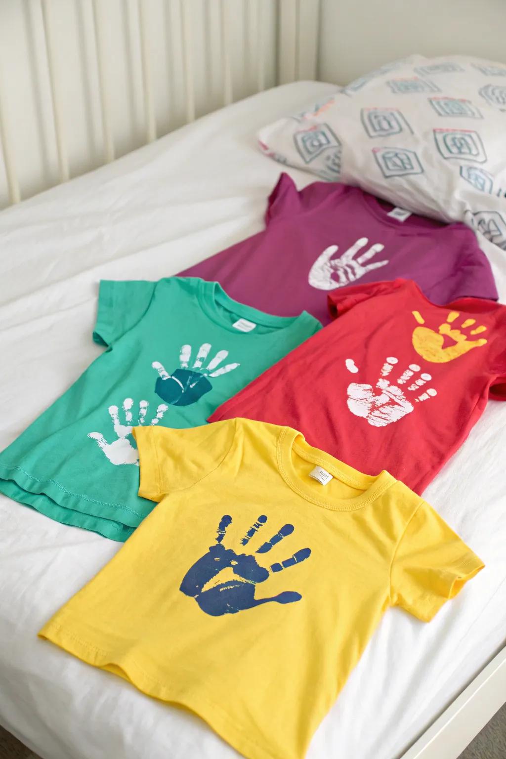 Wear your family pride with handprint t-shirts.