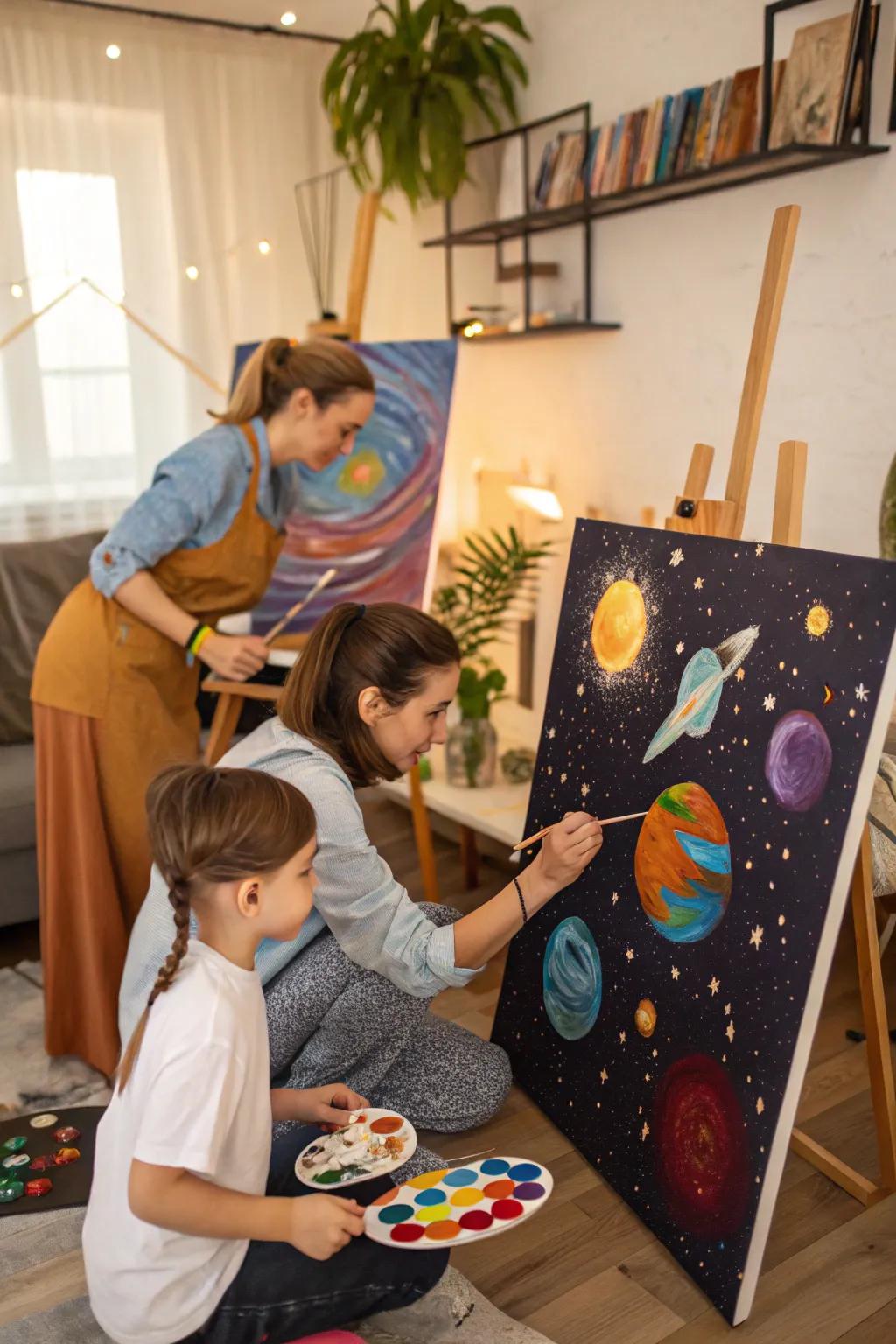 Galaxy-themed paintings capturing the wonders of the universe.