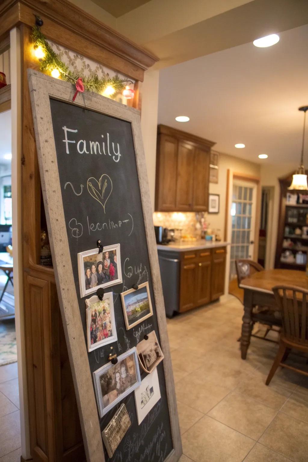 Change up your decor with a versatile chalkboard family sign.