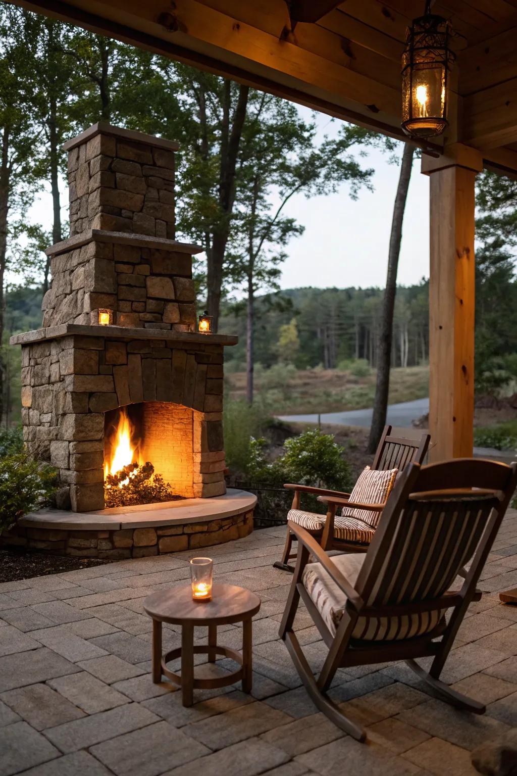 Rocking chairs add a soothing and nostalgic touch to any fire pit setup.