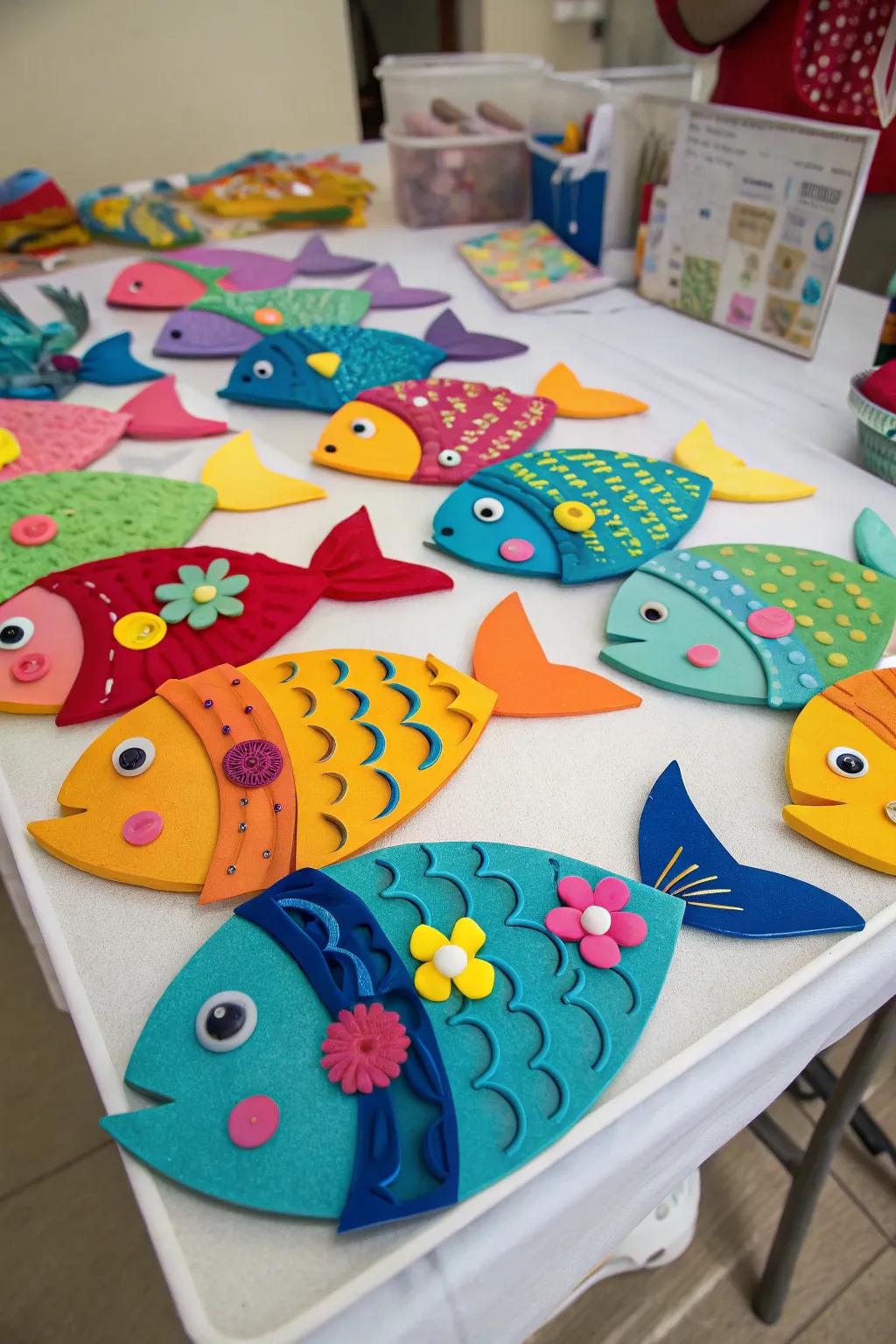 Craft foam sheets into colorful and fun fish designs.