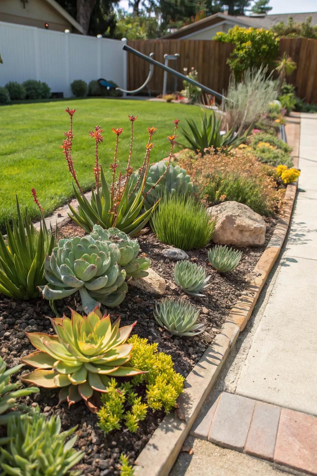 A low-maintenance drought-tolerant flower bed.