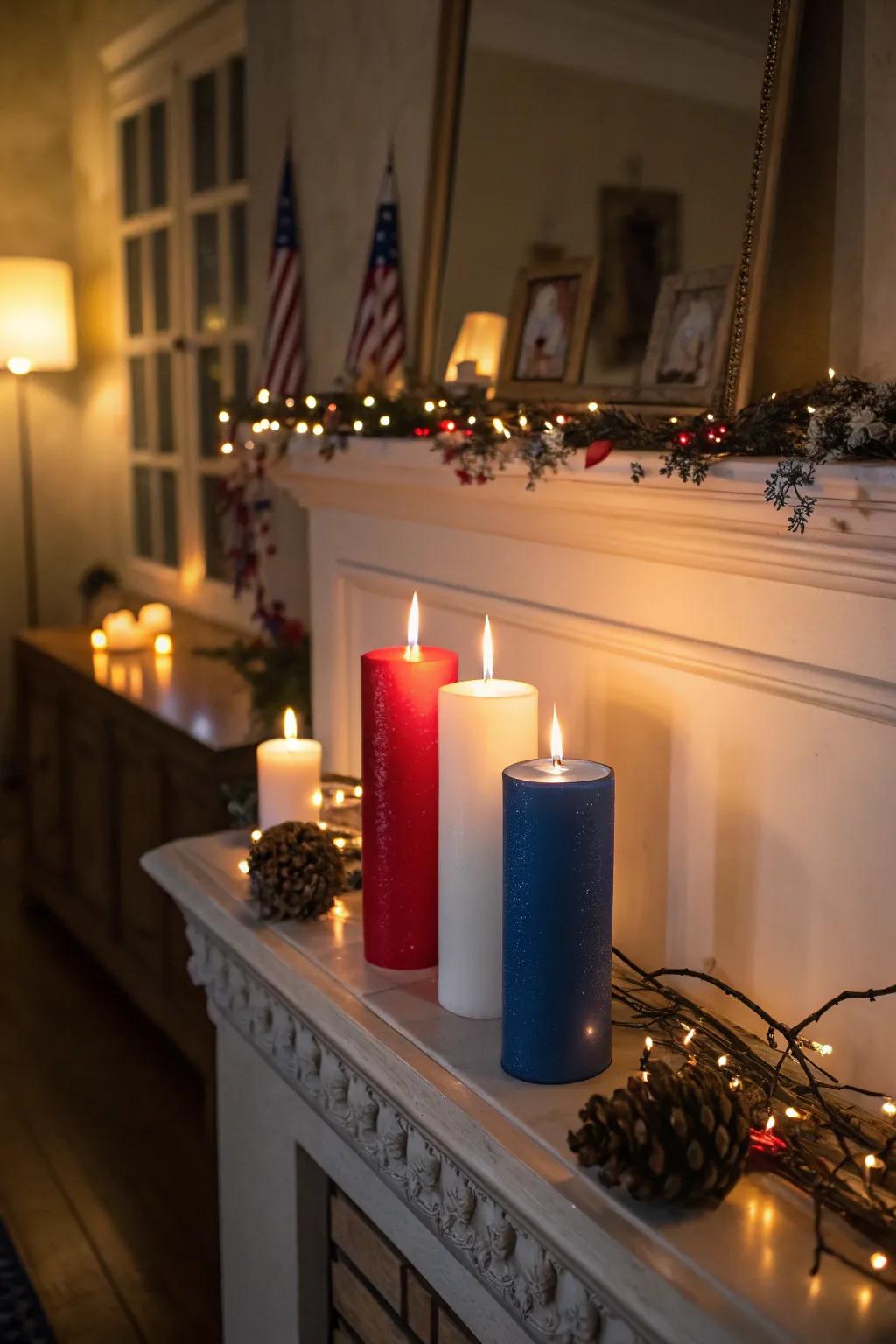 Light up the night: Patriotic candles for festive ambiance