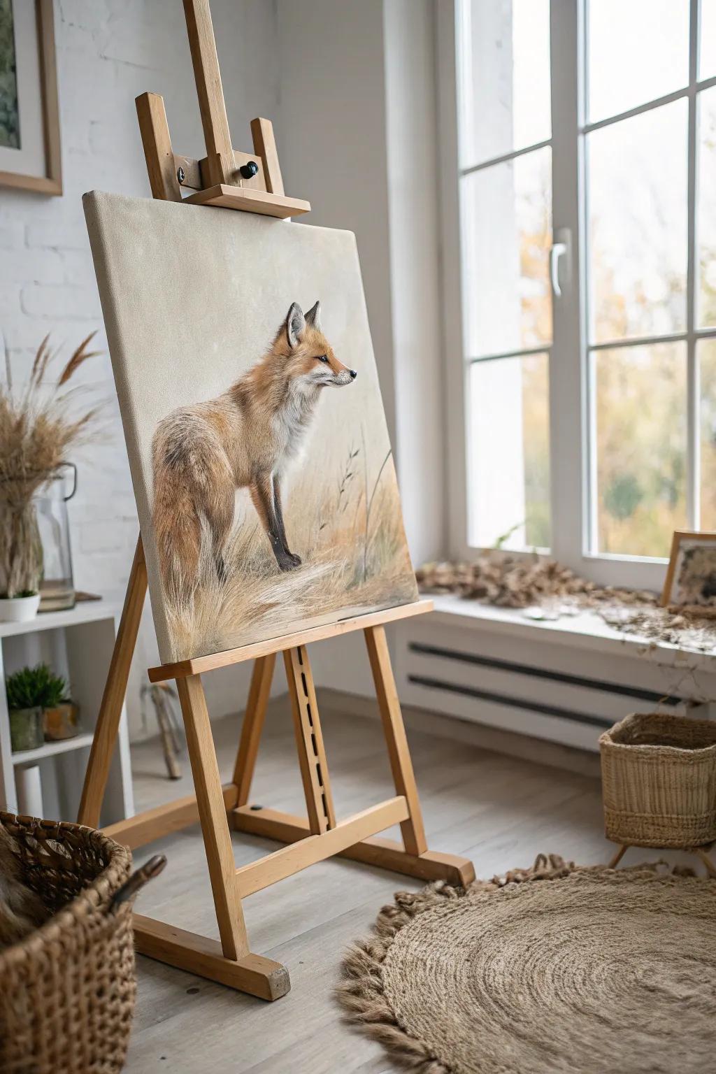 Capture the essence of simplicity and elegance with this minimalist fox painting, perfect for your artistic journey.