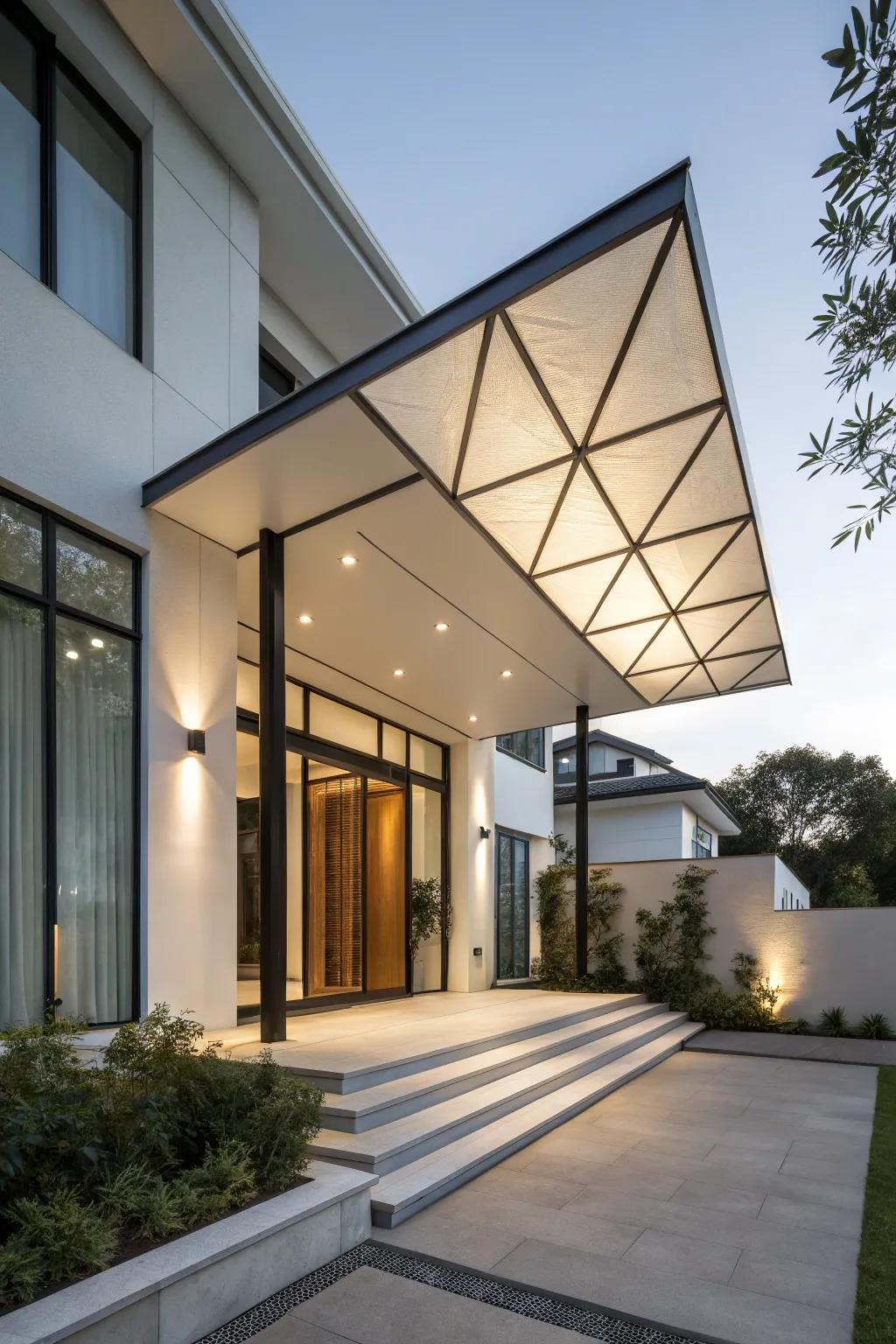 Bold geometric canopy making a statement in modern architecture.