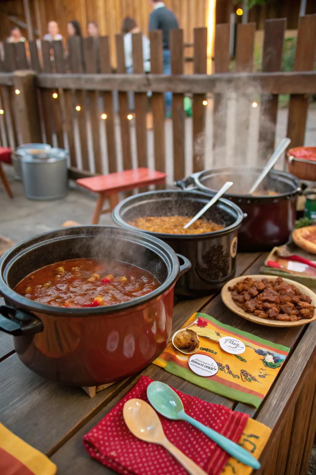 Spice things up with a friendly chili cook-off competition.