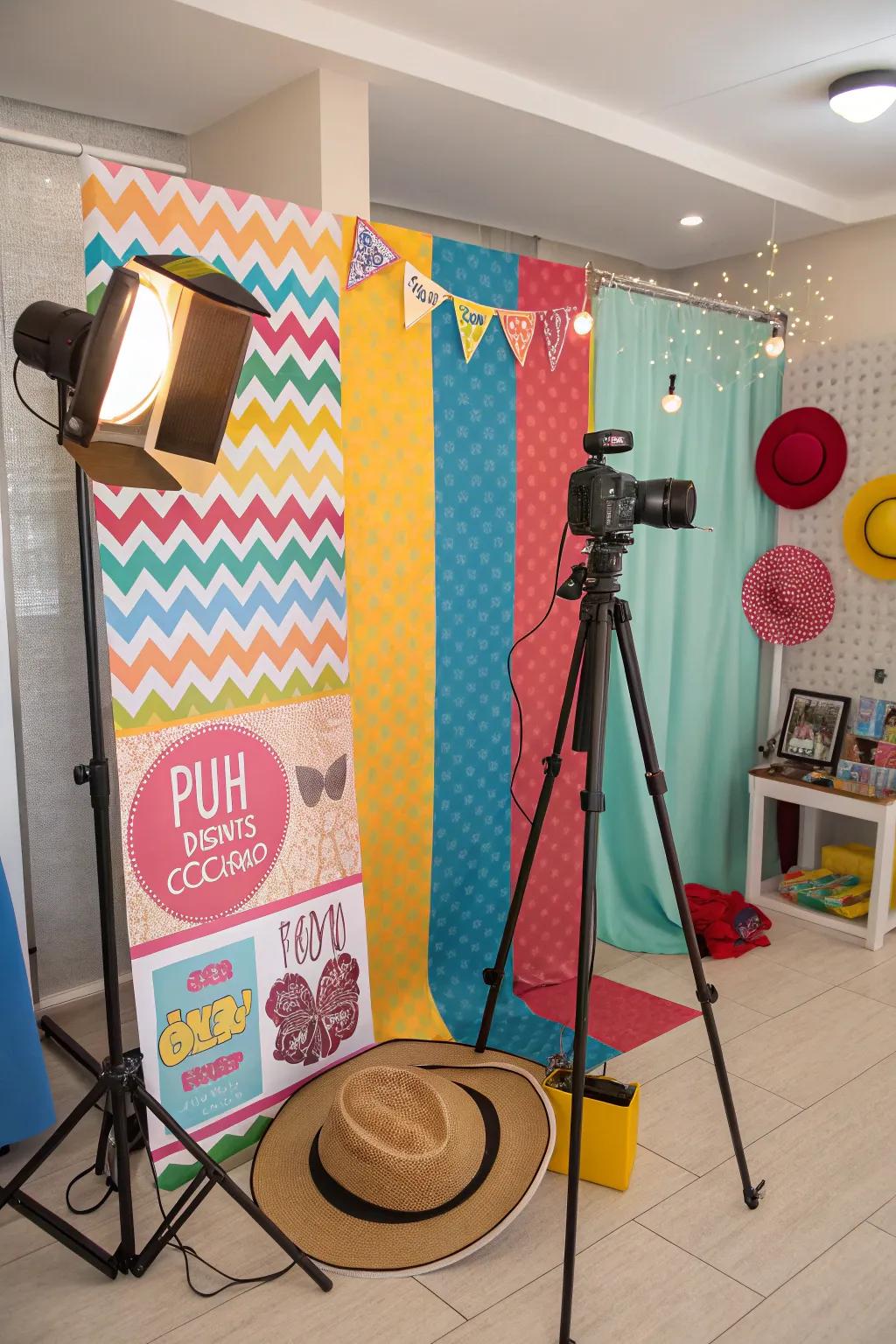 Capture memories with a DIY photo booth at your birthday party.