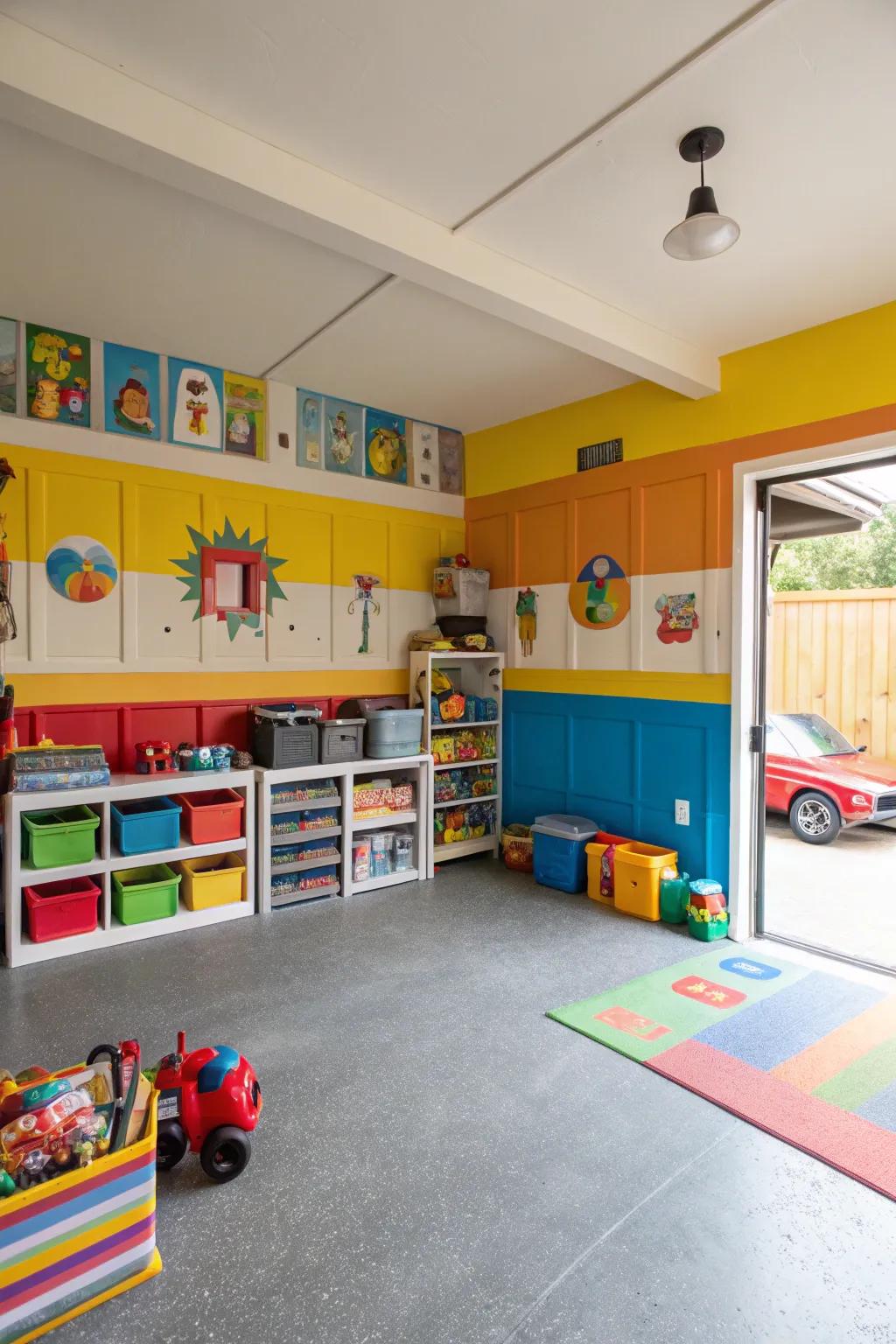 Bright, non-toxic paints add life and safety to the playroom.