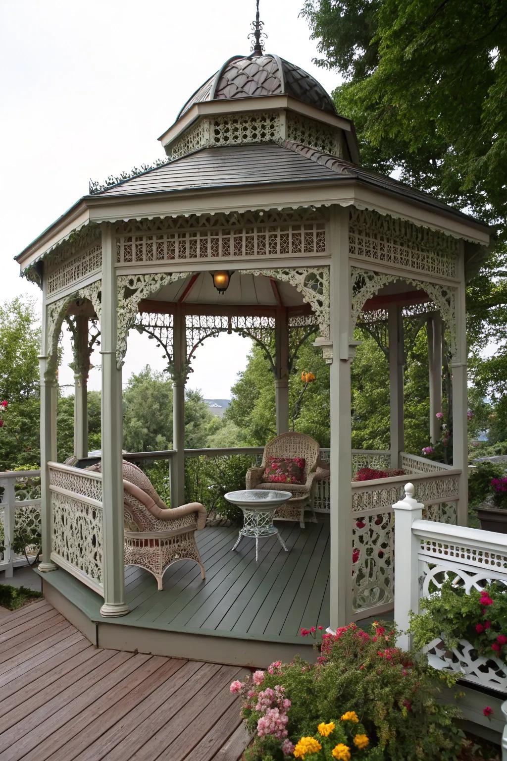 Add elegance to your deck with a Victorian-style gazebo.