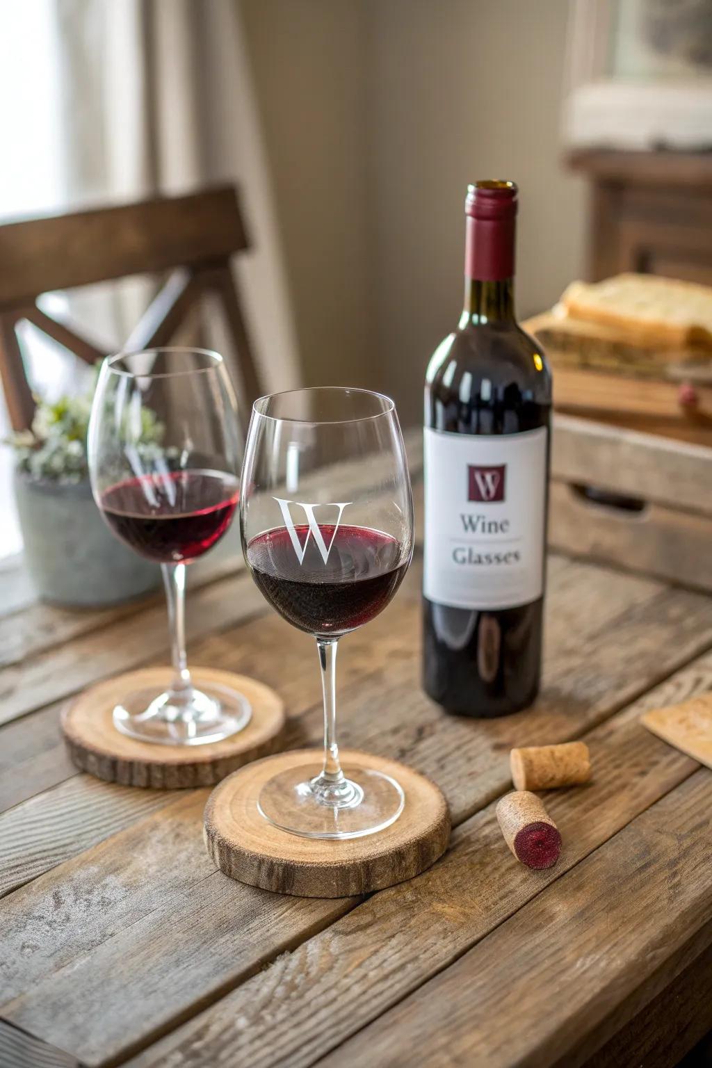 Toast to special moments with personalized wine glasses.