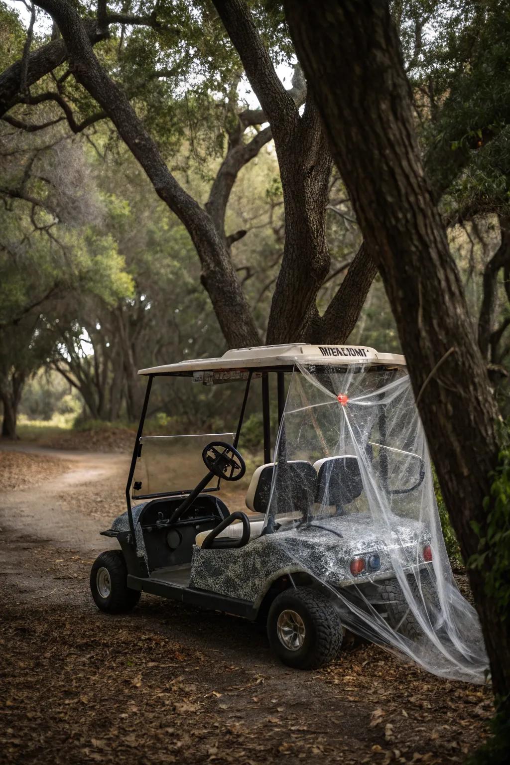 Enter the spider's lair with this webby golf cart design.