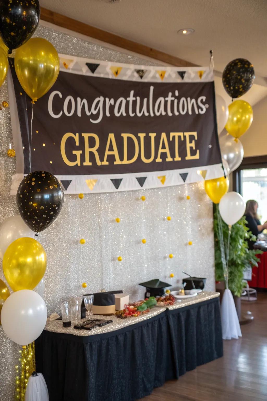 Celebrate with a personalized graduation banner.