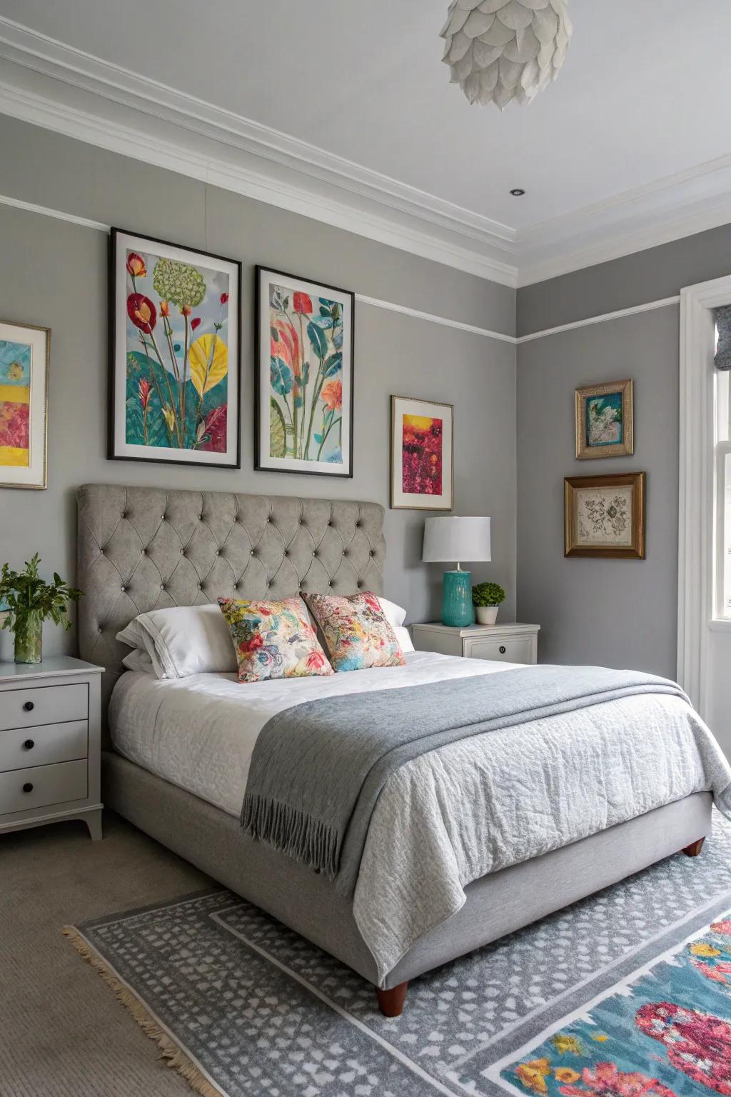 Grey serves as a versatile neutral backdrop.