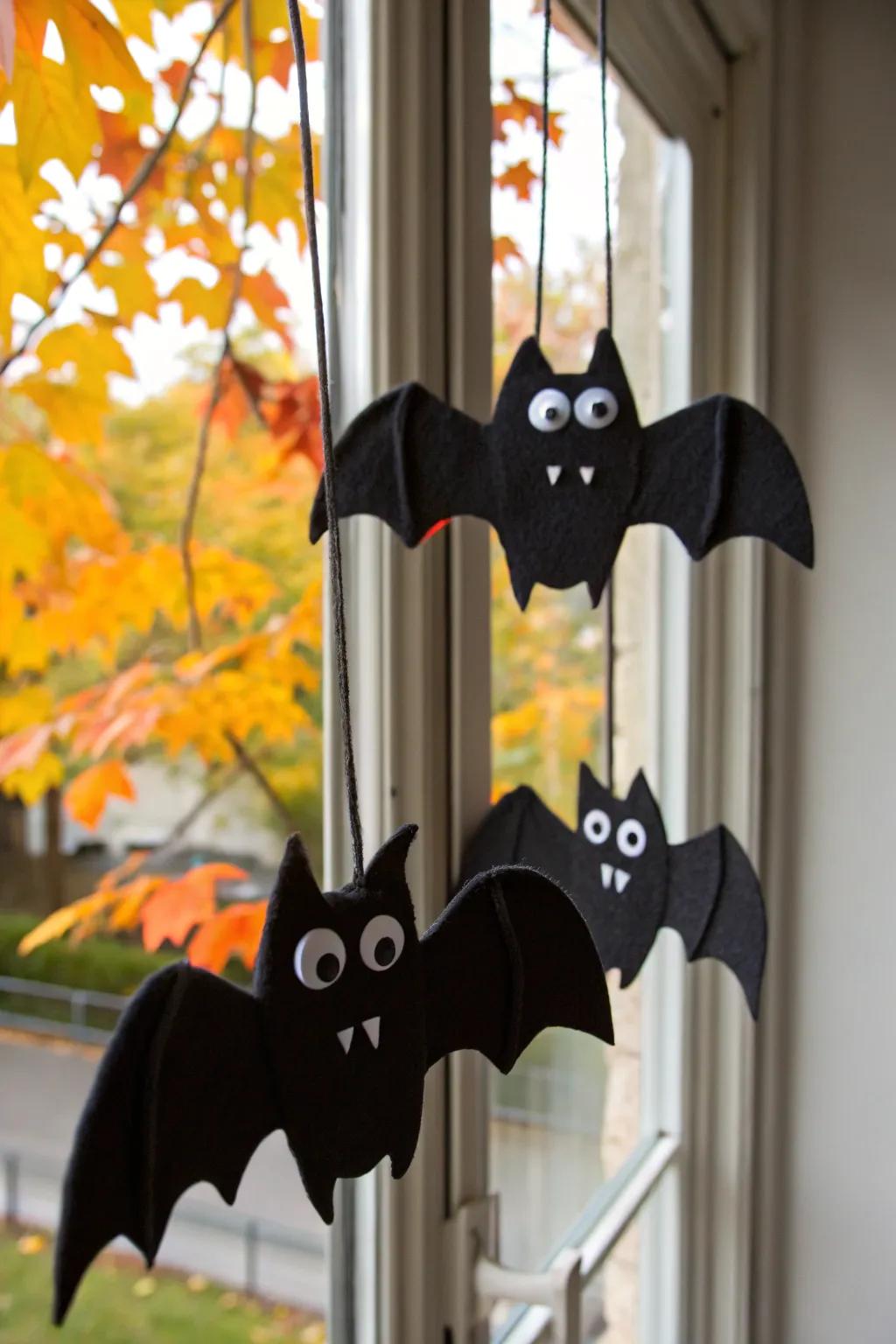 Playdough bats make for spooky yet charming Halloween decor.