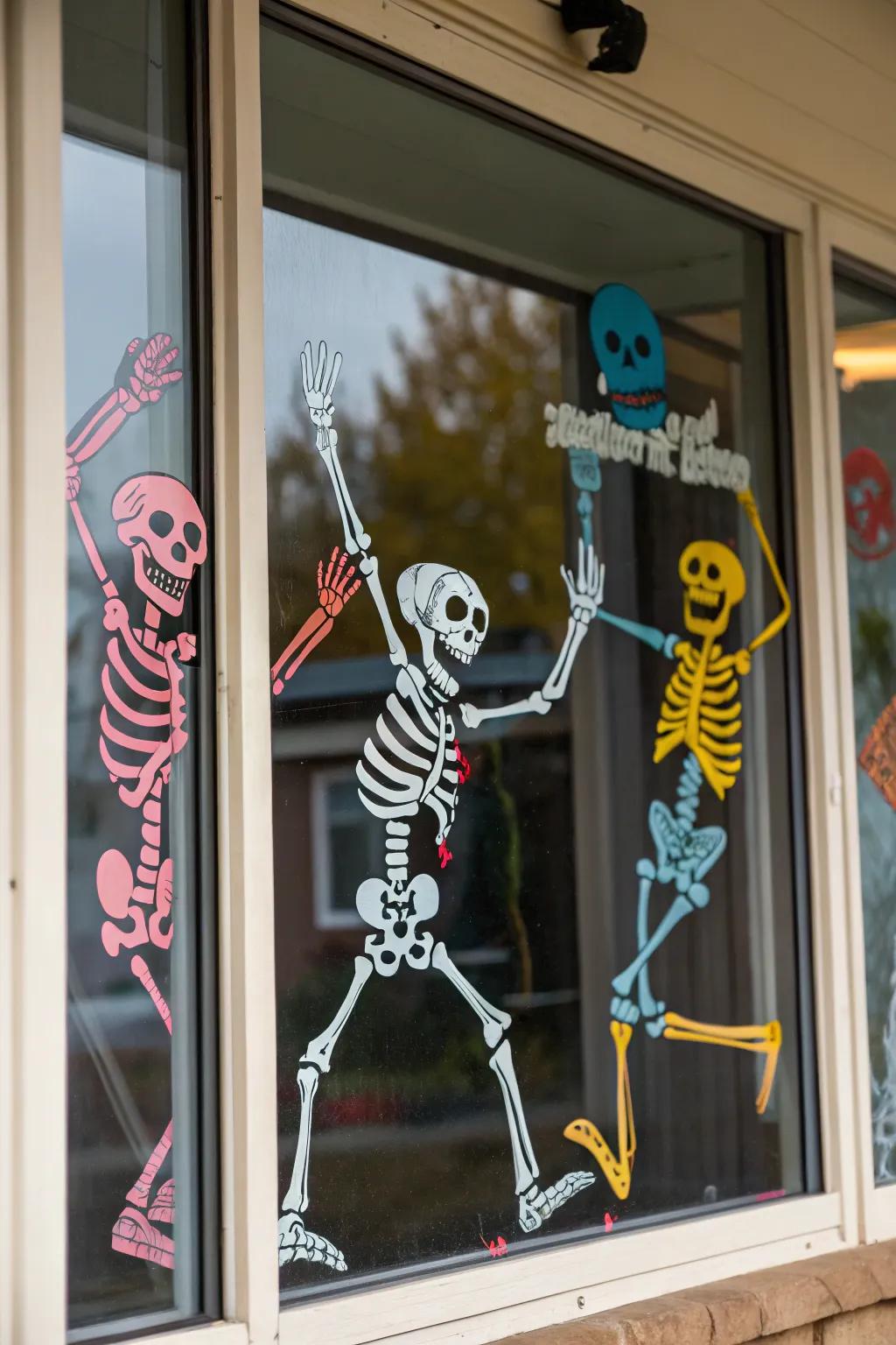 Add a playful element with a skeleton crew on your windows.