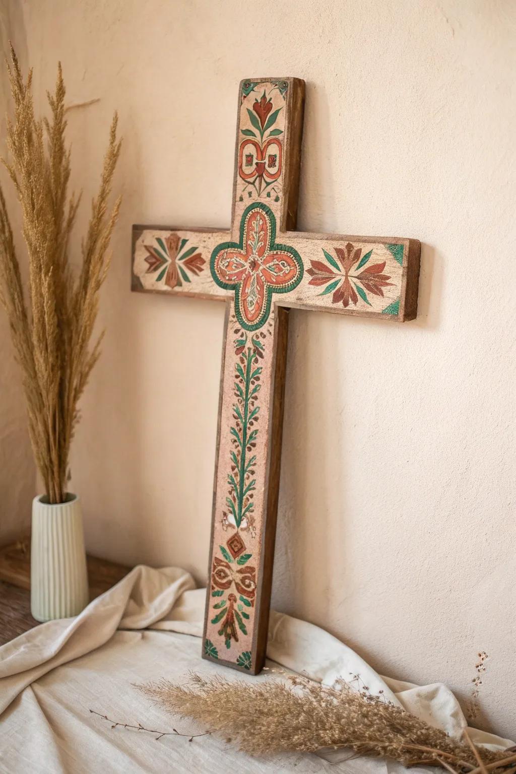 Celebrate heritage with this beautifully crafted Aztec-inspired wooden cross. A perfect blend of simplicity and cultural elegance for your minimalist space.