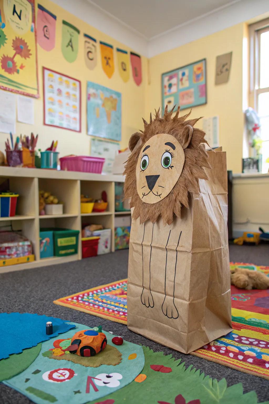 Paper bag puppets are fun and eco-friendly.