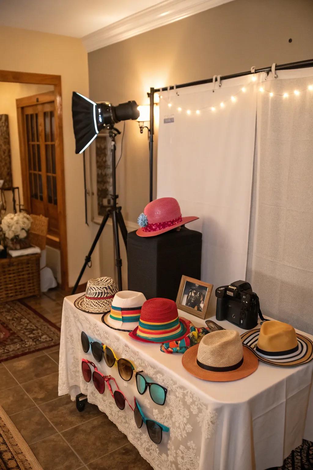 Capture the fun with a hat-themed photo booth.