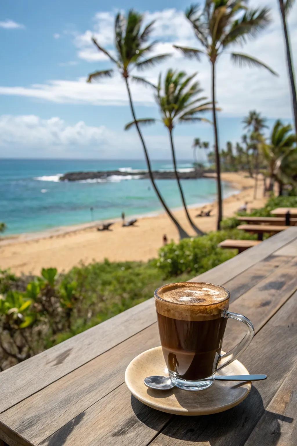 Hawaiian coffee, a delightful way to start the day.