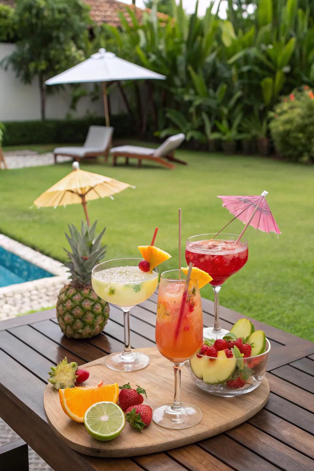 Offer a taste of the tropics with an array of exotic drinks.