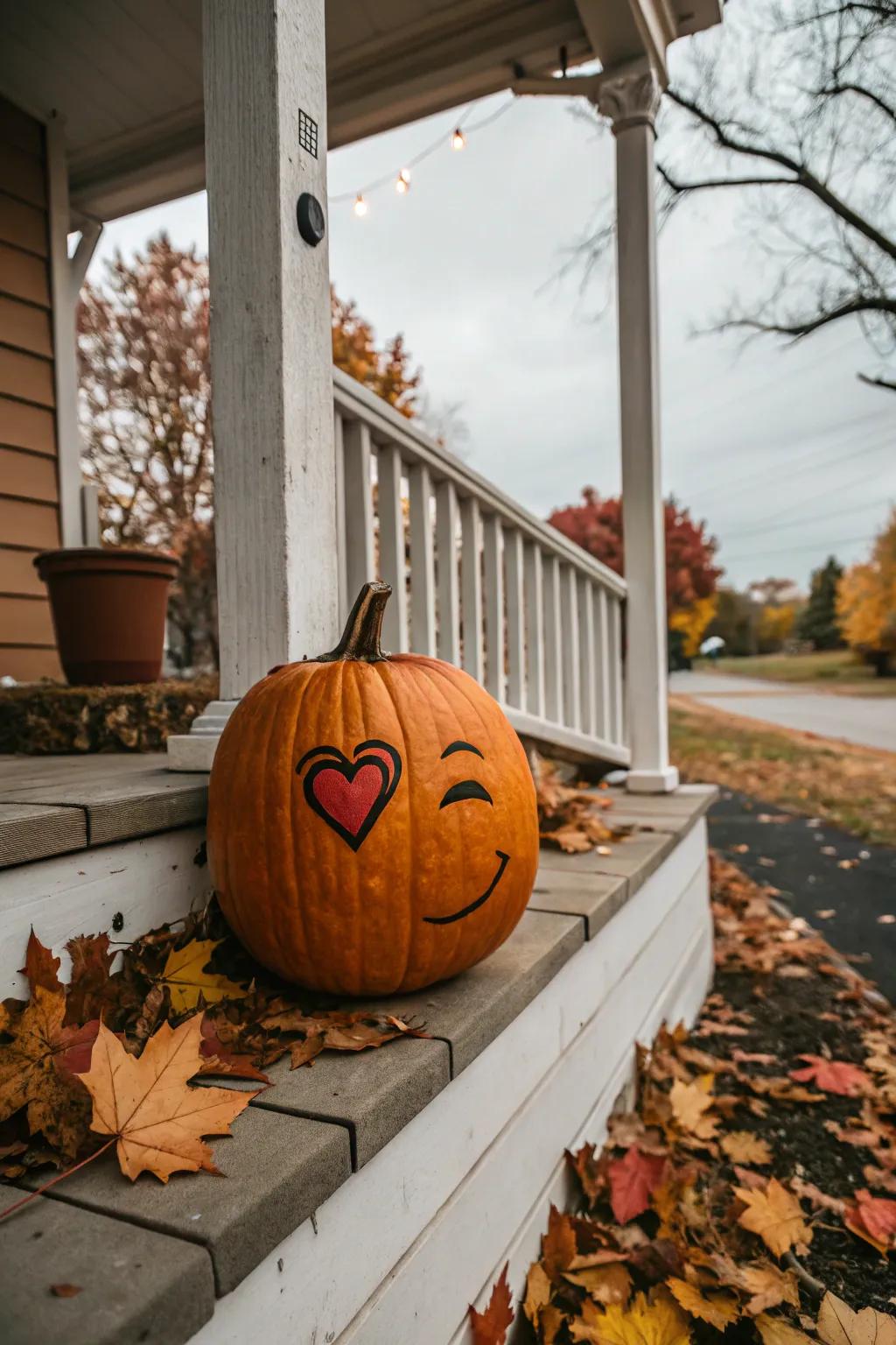 Playful Heart Eyes Pumpkin with a Wink