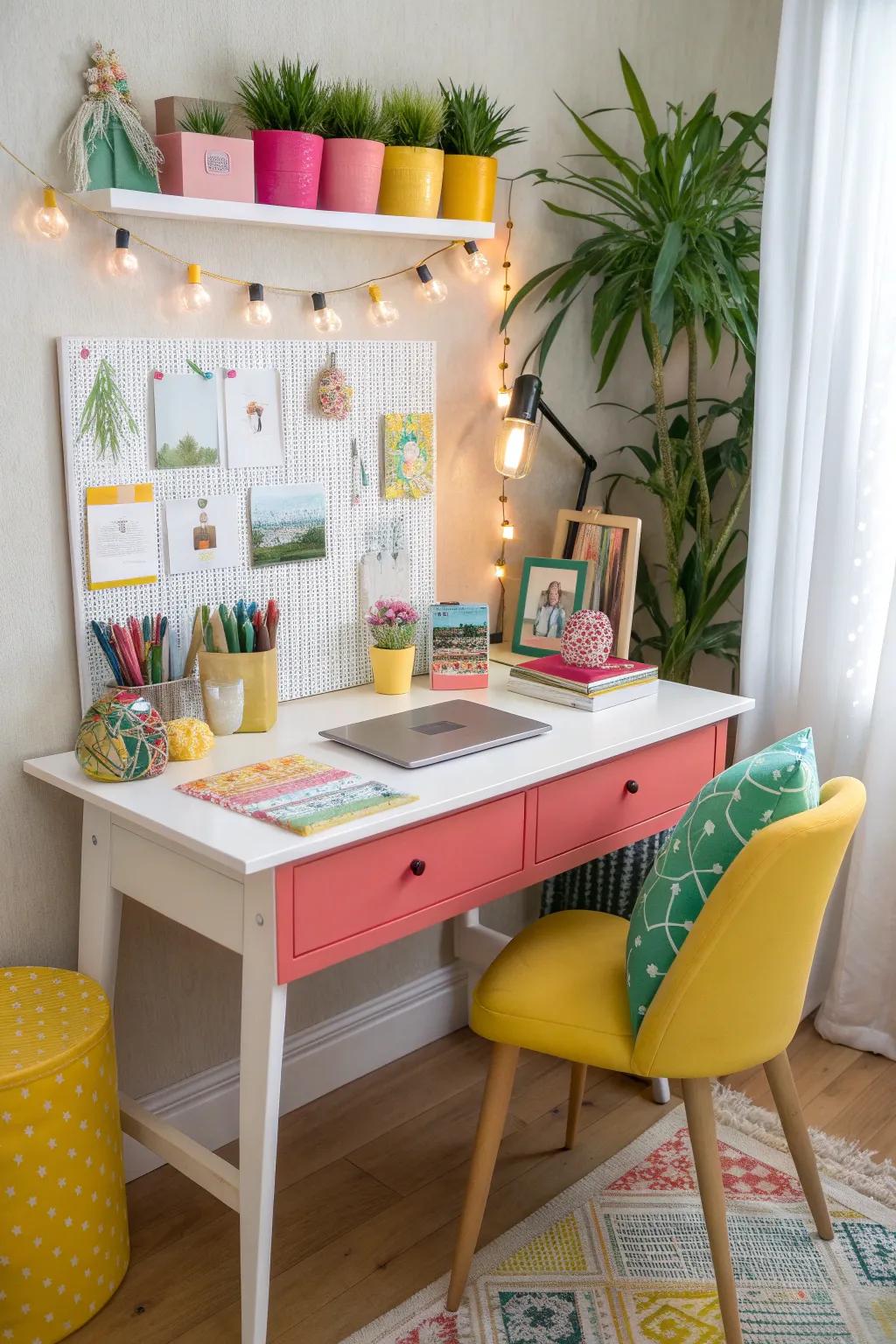 A colorful desk brings vibrancy and creativity to your office.