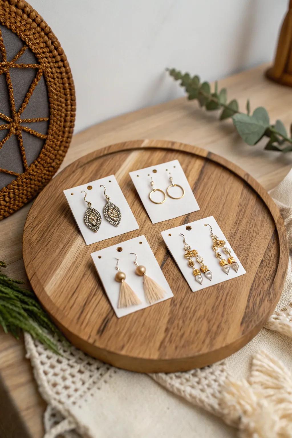 Elegance on Display: Showcase your earrings with minimalist charm and boutique appeal.