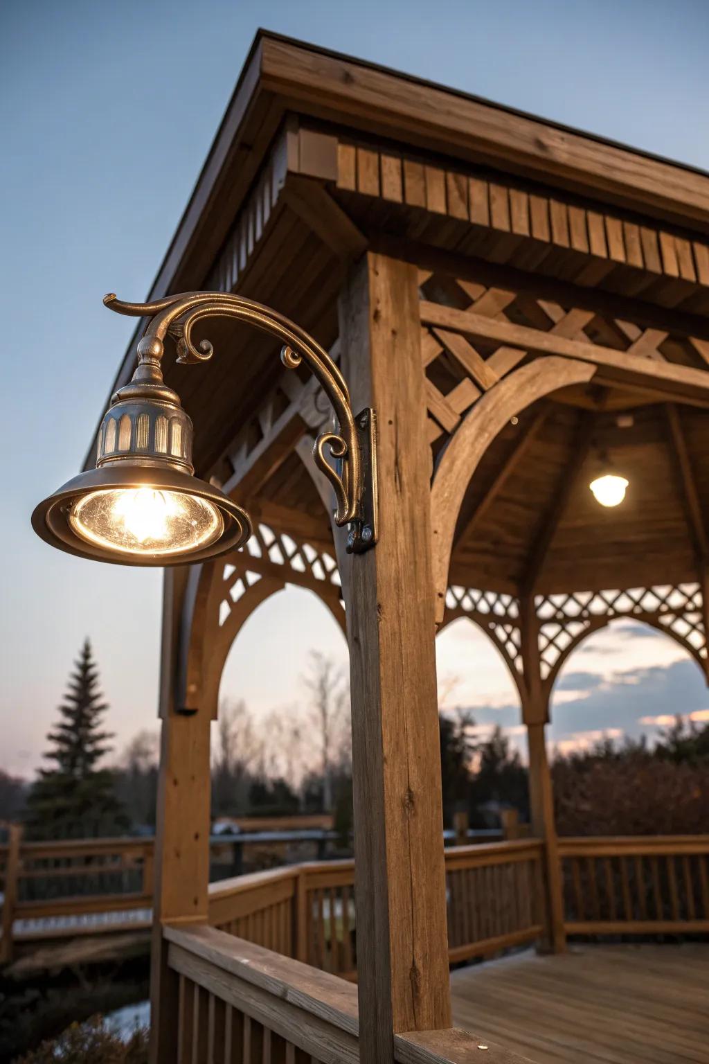 Dramatic elegance: Elevate your gazebo with artisanal spotlighting.