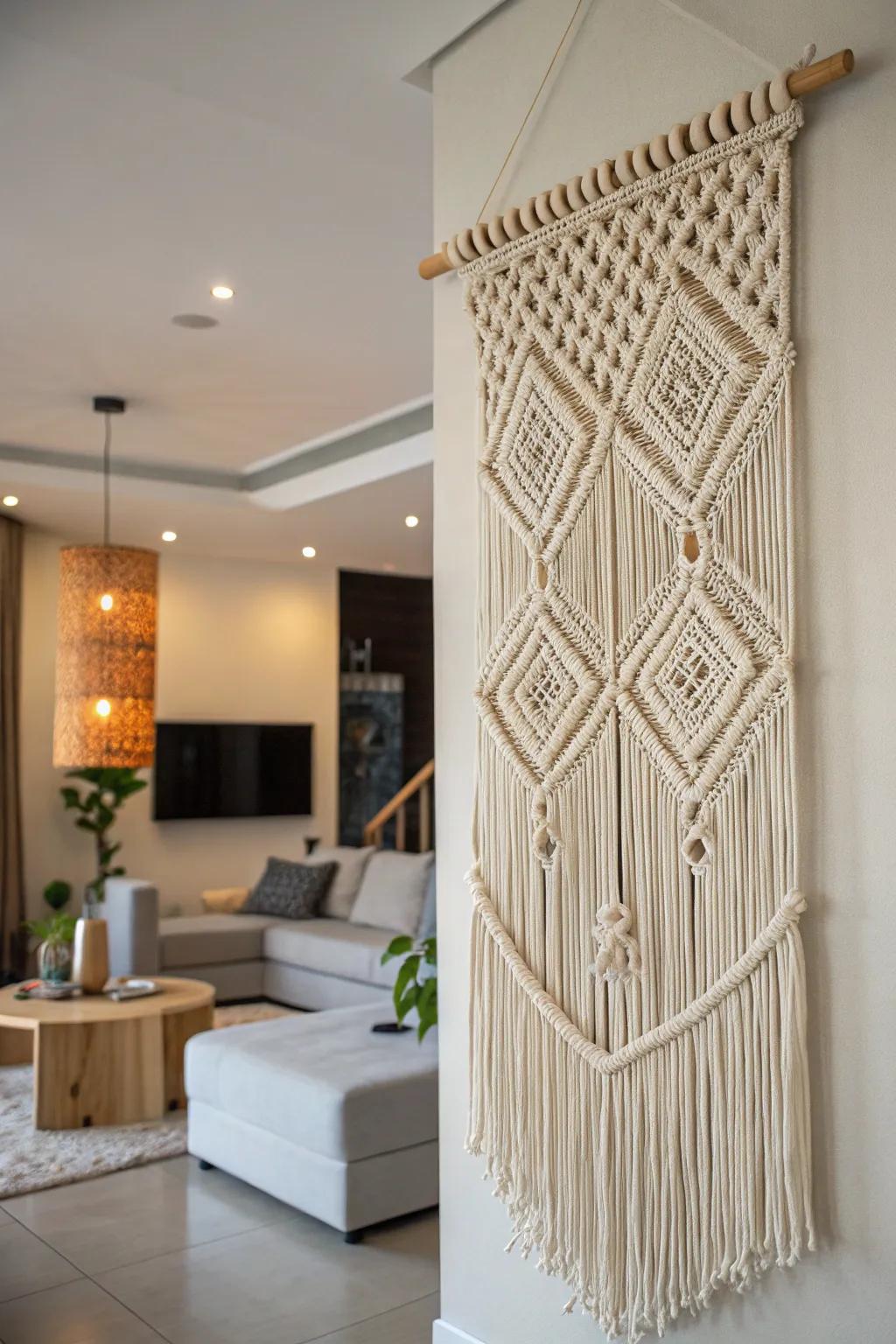 Macramé wall hangings add artisanal flair to home decor.