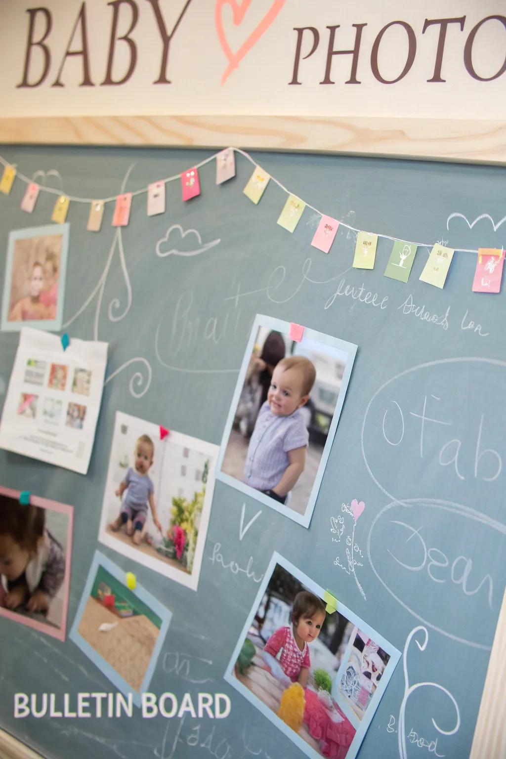 A chalkboard background lets you add personal messages to your display.