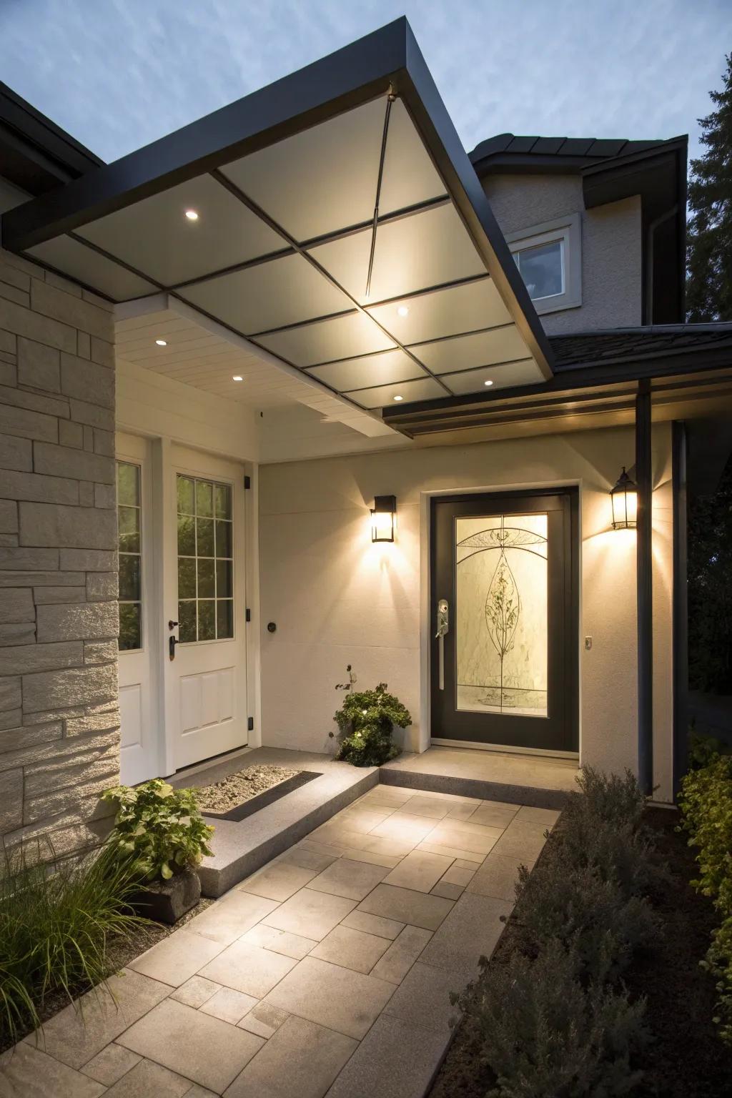 An overhang adds both style and functionality to your entryway.