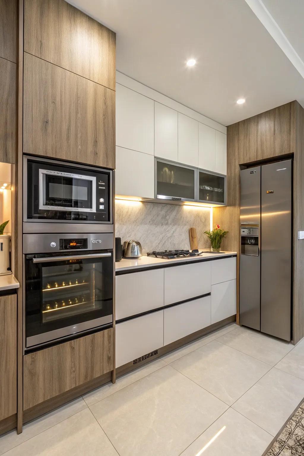 Utilize kitchen corners with strategically placed appliances.