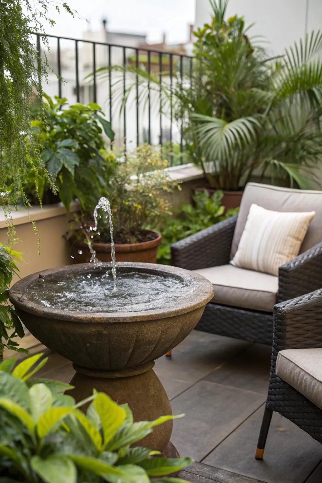 Water features add tranquility to your terrace.