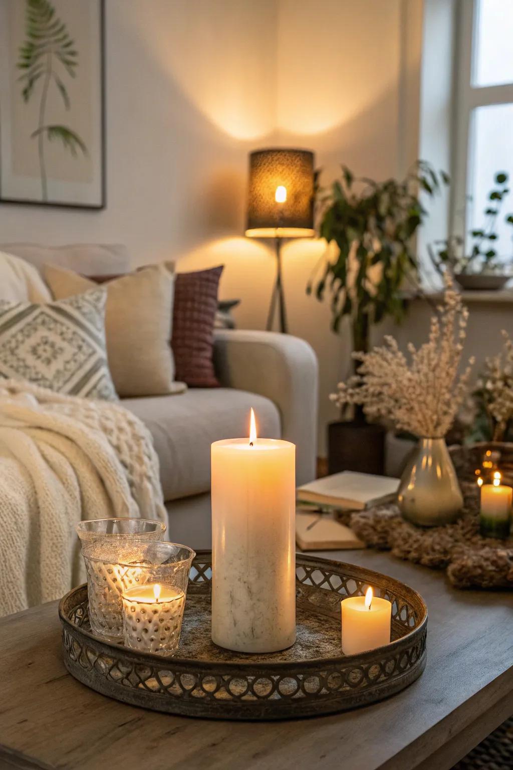 Create ambiance with an elegant candle set.